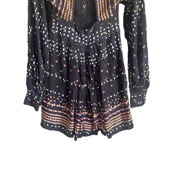 Free People Coryn Black Print Long Sleeve Dress Sz 6 - Picture 7 of 9